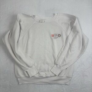 VTG 80's GM Proud UAW Union White Long Sleeve Sweatshirt Distressed Size Medium
